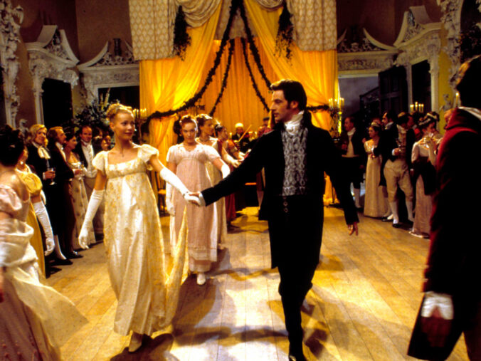 An image of an English Country Dance from the movie Emma